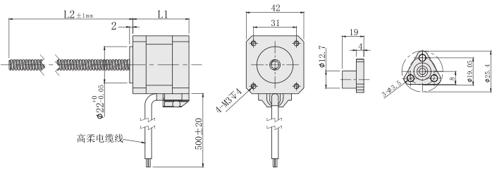 42丝杆电机外形尺寸图
