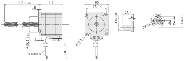 60丝杆电机外形尺寸图