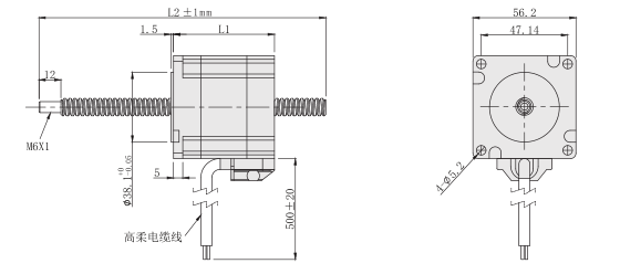 贯通轴57丝杆电机外形尺寸图