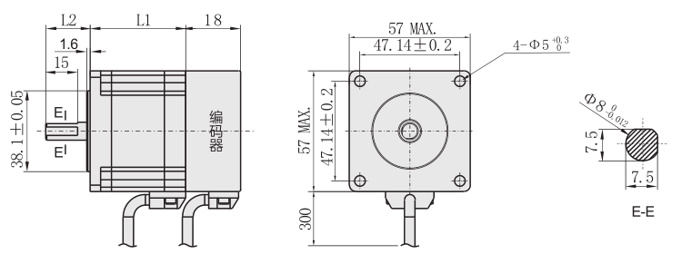 57闭环步进电机外形尺寸图