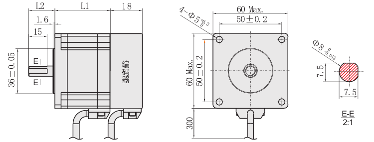 60闭环步进电机外形尺寸图