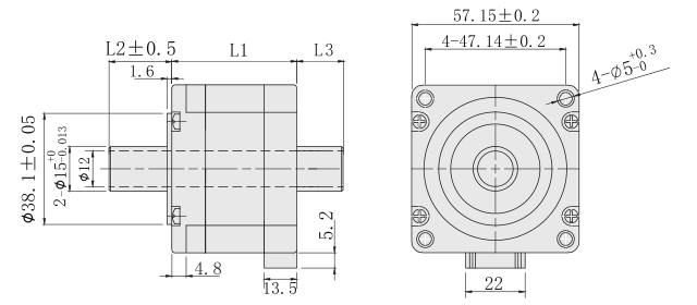 中空轴57步进电机外形尺寸图
