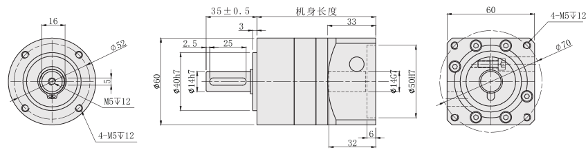 PE60减速箱外形尺寸图